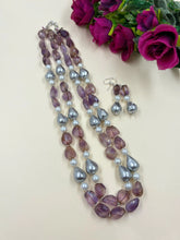 Semi Precious Amethyst And Pearls Fancy Beads Necklace For Women - Purple Beads Necklace